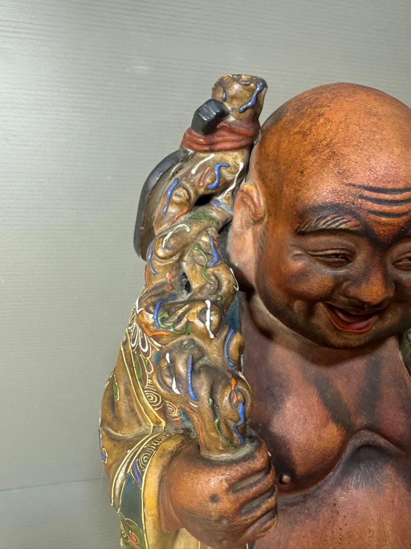 2593 九谷焼 布袋様 置物 陶芸 七福神 縁起物 時代物