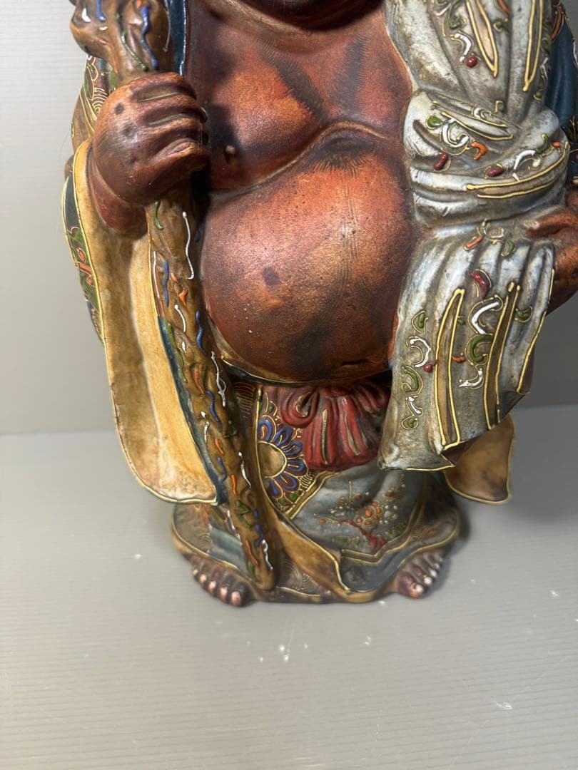 2593 九谷焼 布袋様 置物 陶芸 七福神 縁起物 時代物