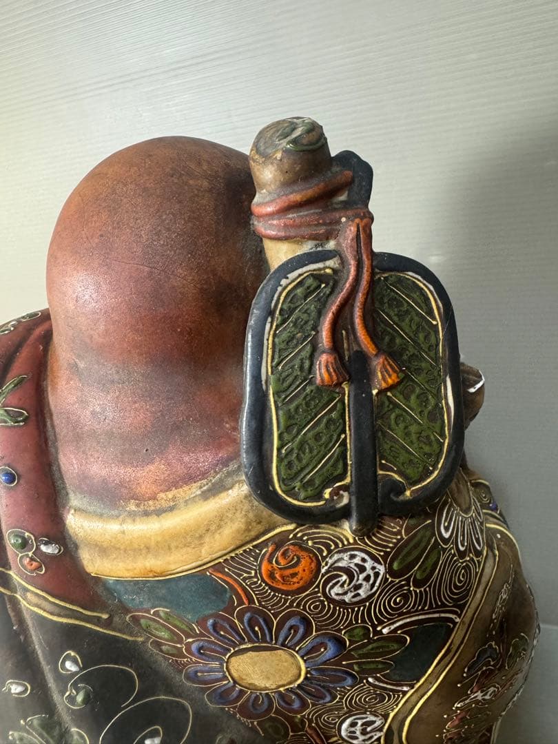 2593 九谷焼 布袋様 置物 陶芸 七福神 縁起物 時代物