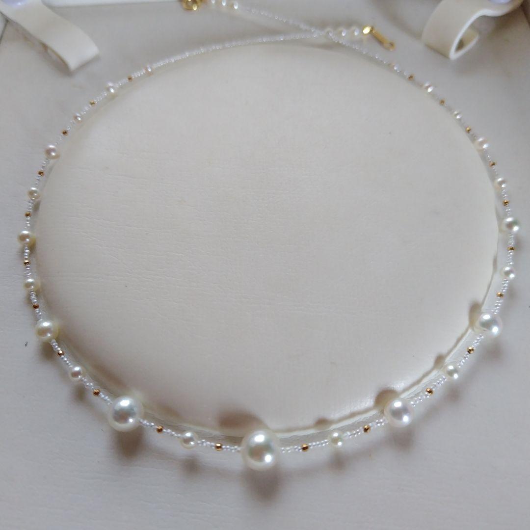 K18 各サイズの、アコヤ真珠と、あこや砂芥子パールの、オメガ風