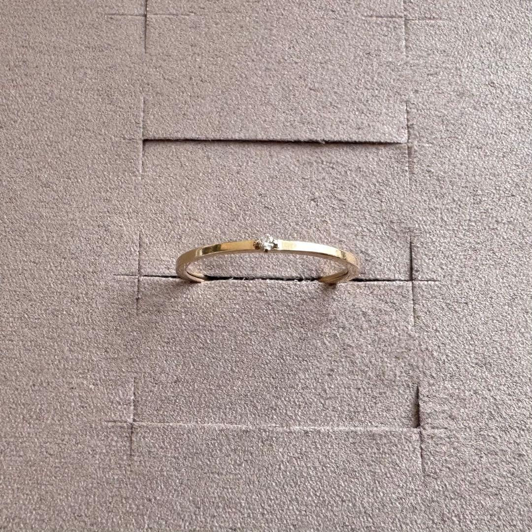 【ほぼ新品】　ete エテ　k10 石付きリング　YG イエローゴールド　3号