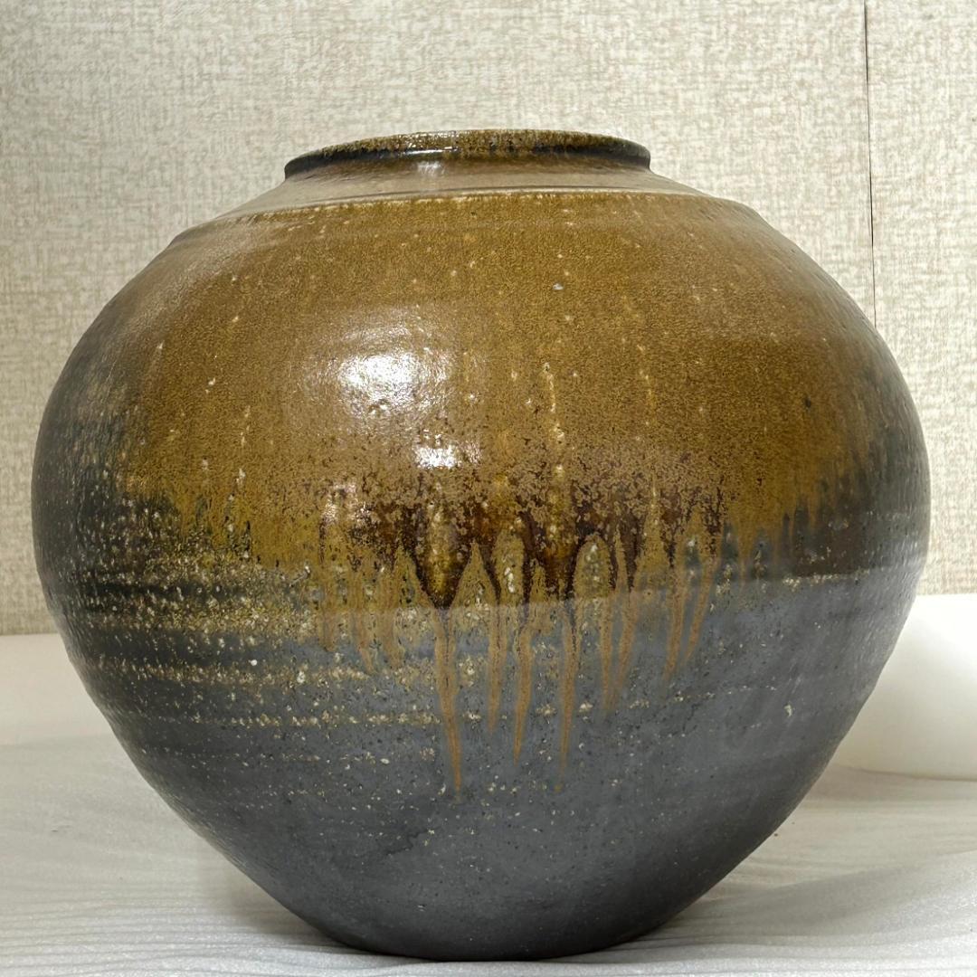 備前焼末石高仙超大型壺①共箱入り【平成9年岡山県展入選作/吉備秋星】