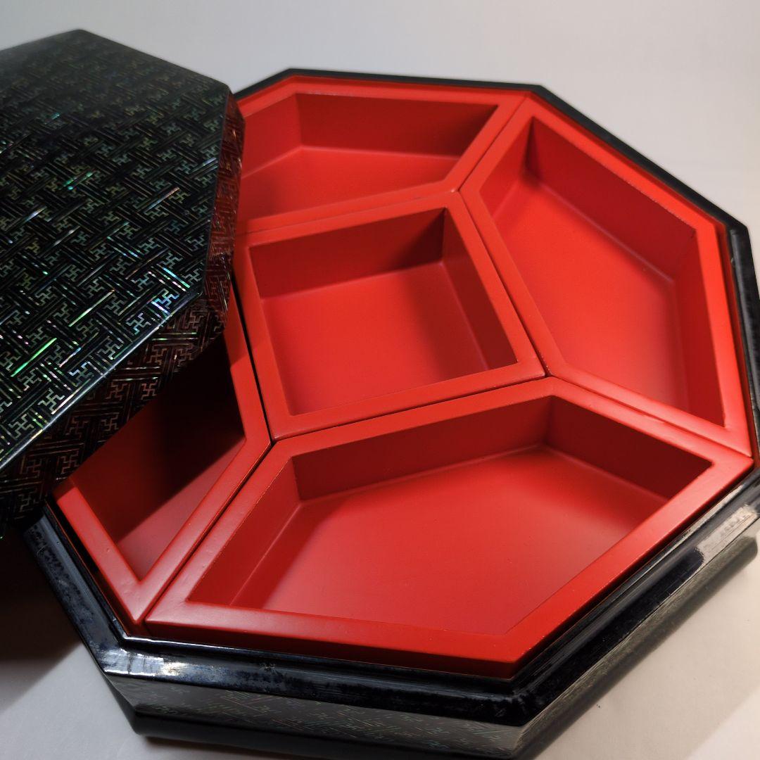 螺鈿　八角箱　重箱　年代物　韓国螺鈿　李朝螺鈿　アンティーク　骨董