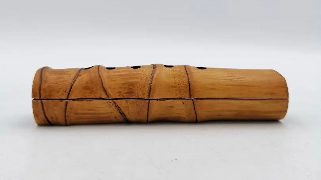 b346 香合 尺八 布袋 竹 吉田華正 木箱 茶道具 古物 b346 香合 尺