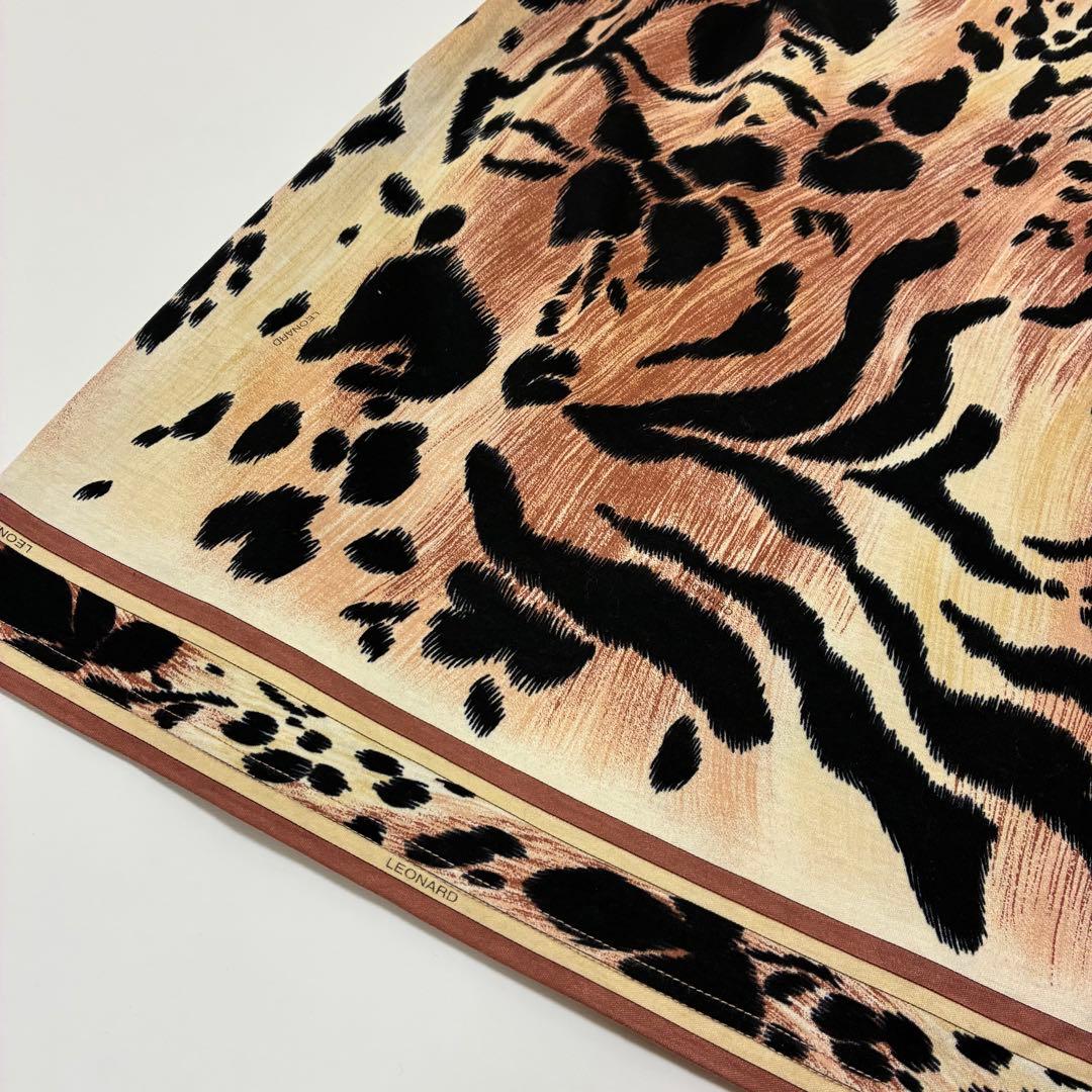 LEONALD レオナール☆レオパード柄膝丈タイトスカート 38 ベージュ系