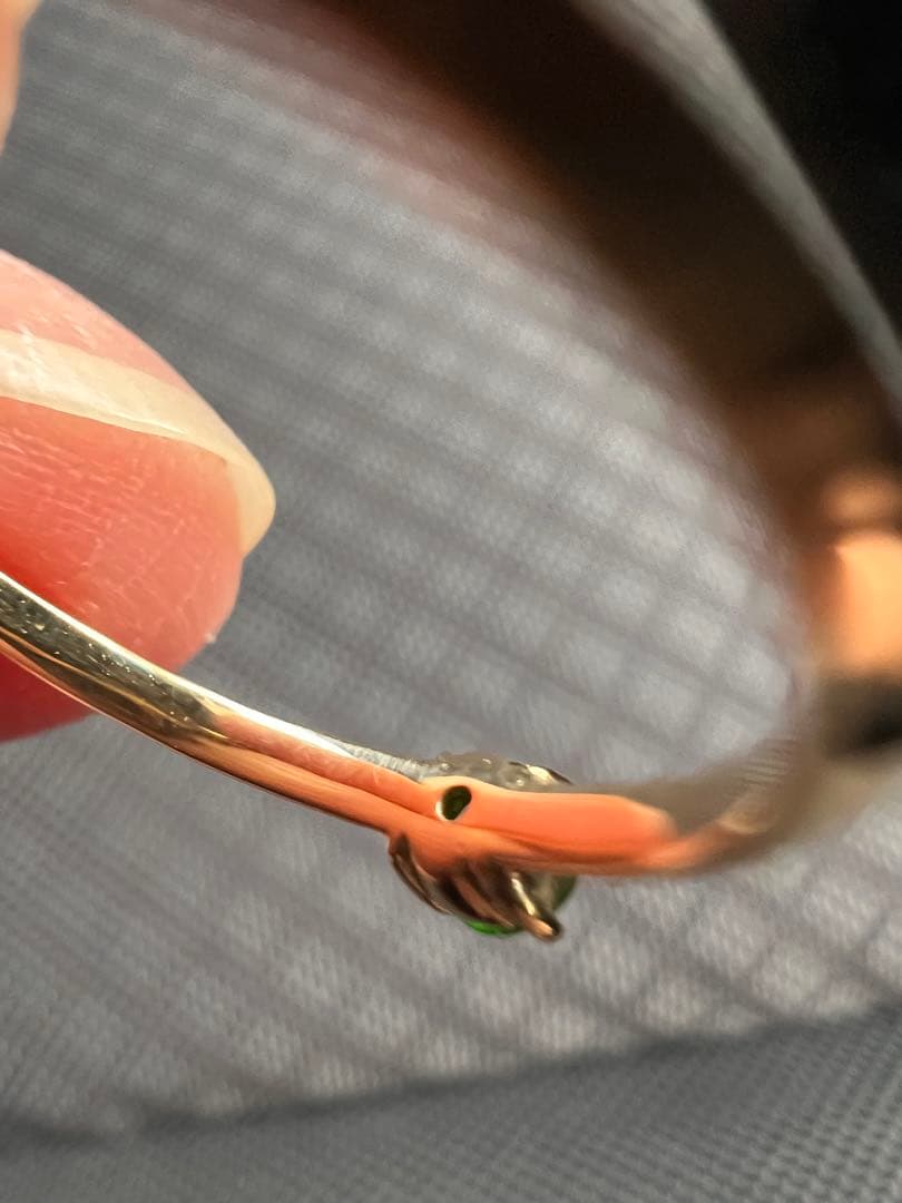 ホーステール入り デマントイドガーネット リング k18 YG 11号