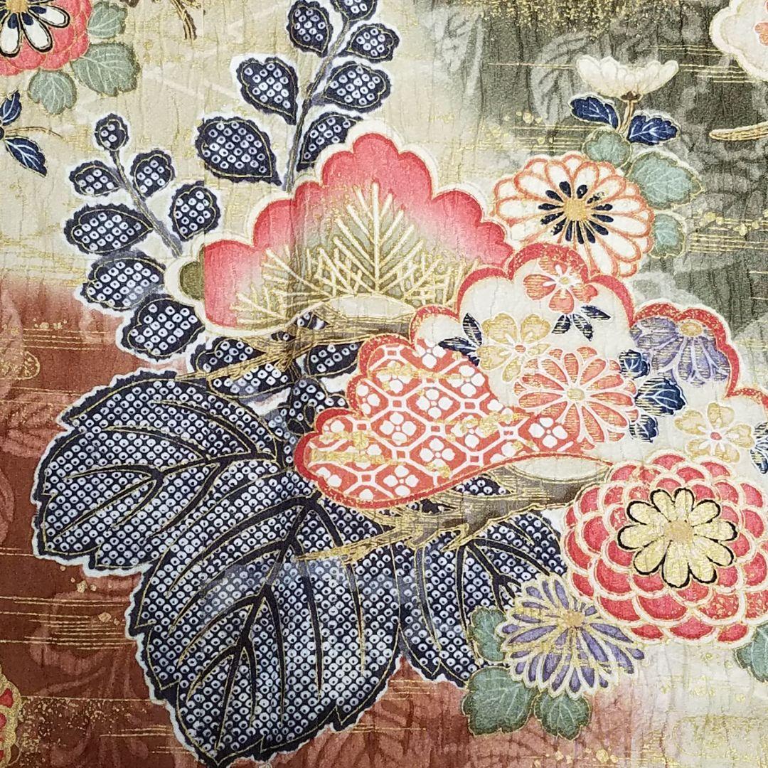 予約済】M3670【着物と帯京月花】□五三桐に鹿の子花