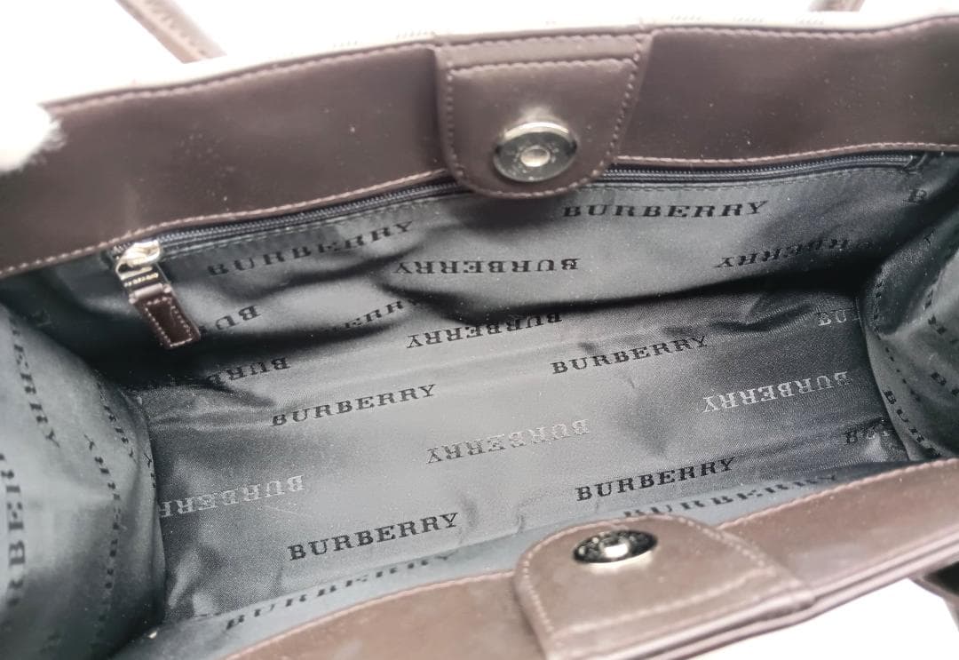 BURBERRY ノバチェック ハンドバッグ ダークブラウン×ベージュ系