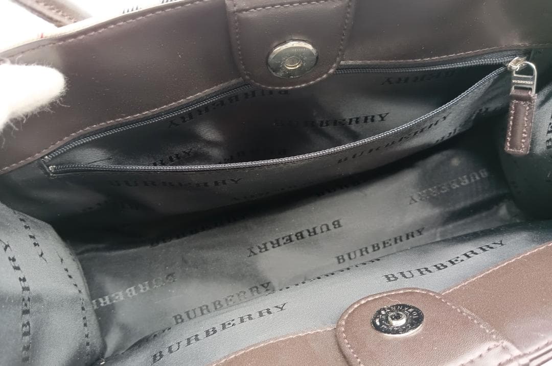 BURBERRY ノバチェック ハンドバッグ ダークブラウン×ベージュ系