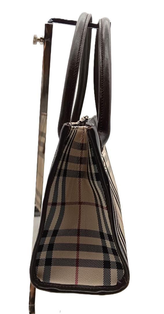 BURBERRY ノバチェック ハンドバッグ ダークブラウン×ベージュ系