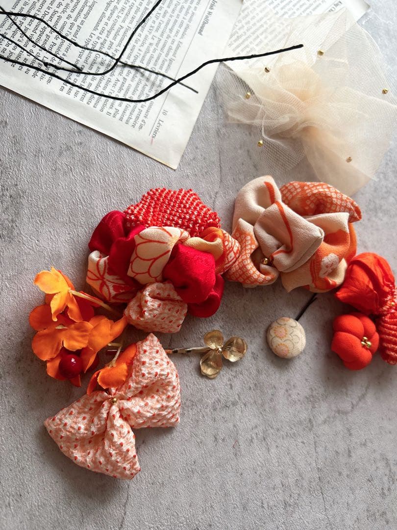 七五三　七五三髪飾り　ヘッドドレス　着物髪飾り　リメイク髪飾り　074