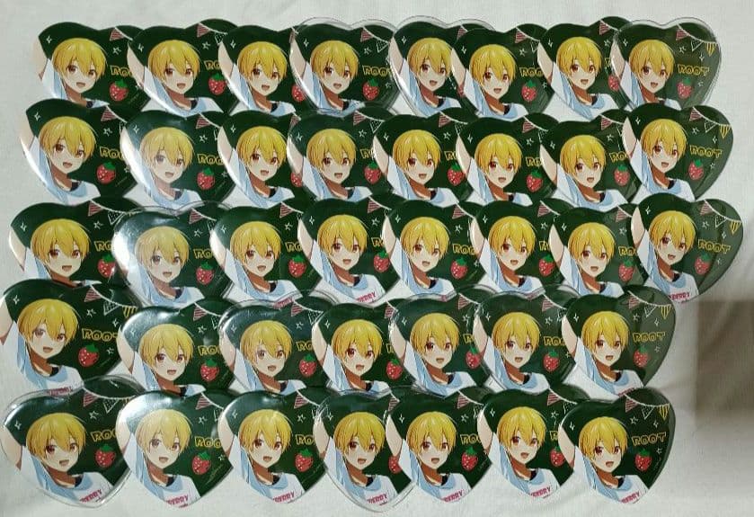 すとぷり　るぅと　ハートの缶バッチ　いちご文化祭