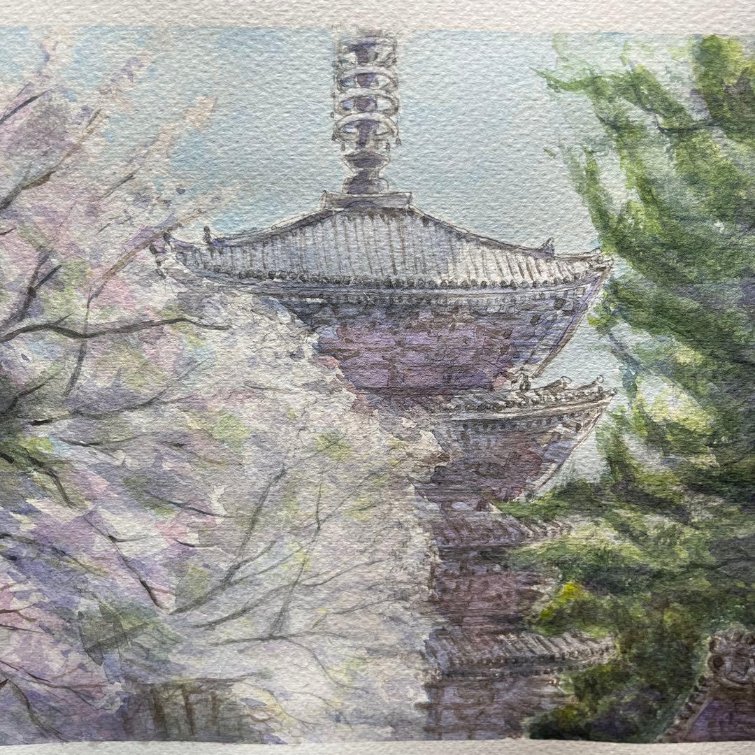 動画投稿中 F4 醍醐寺 手描き水彩画 直筆原画 京都世界遺産