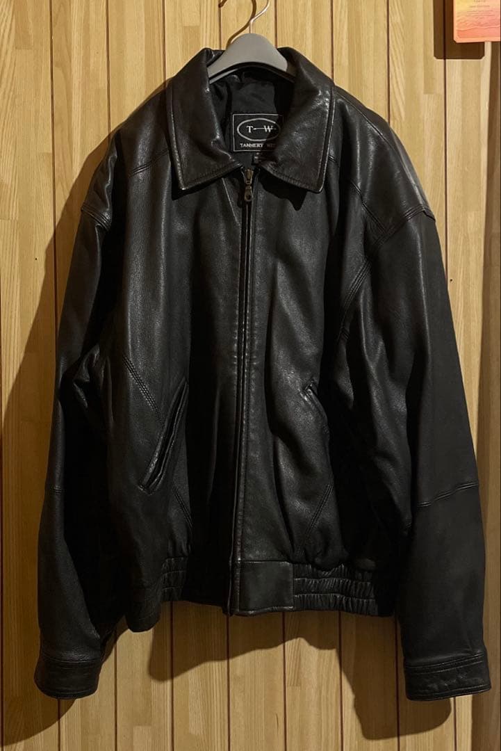 TANNERY WESTの最高峰羊レザーブルゾンジャケット黒 M