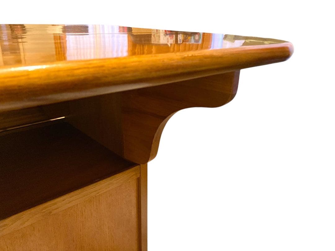 木製長方形テーブル 引き出し付き キャスター付き