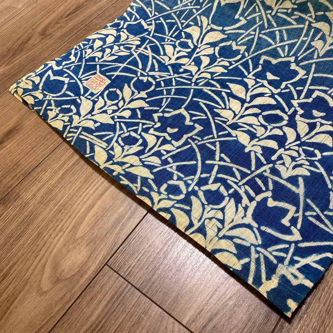 専用です！狂言のれん 暖簾 月 桔梗 和染 - メルカリ