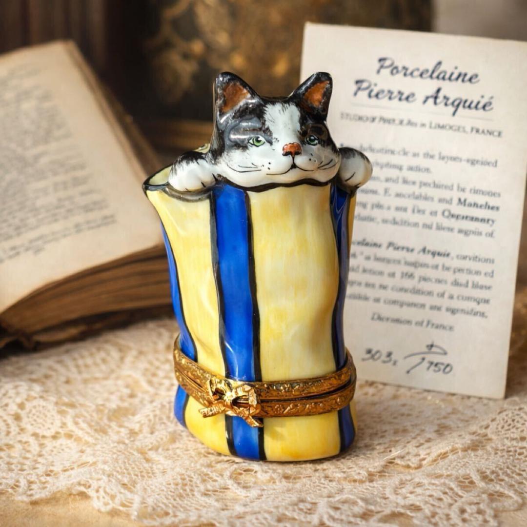 世界限定750点】 リモージュボックス 猫 証明書付 フランス 小物入れ