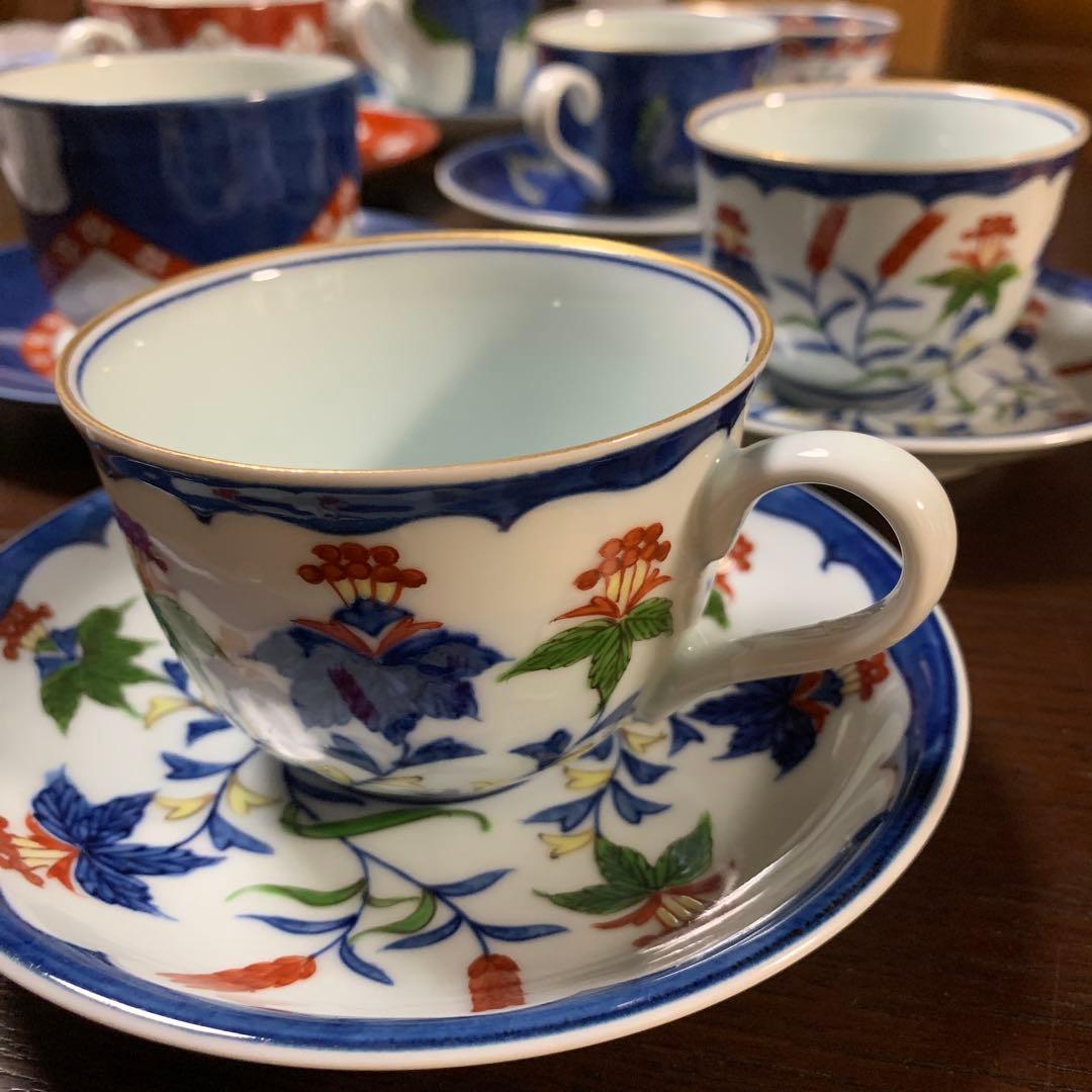 源右衛門 コーヒーカップセット 源右衛門窯作 染錦小花散し マグカップ