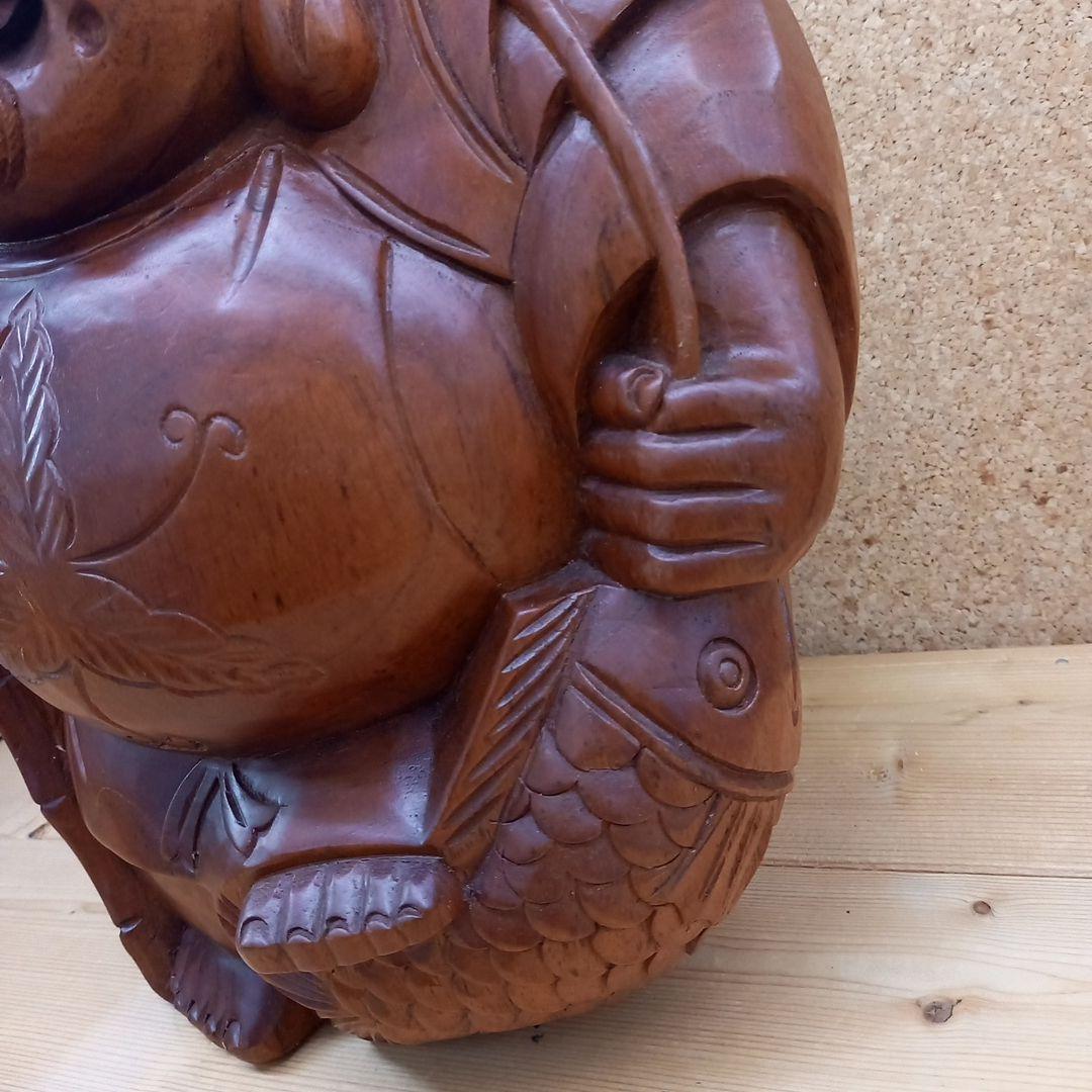 木彫 福の神 彫刻 恵比寿 縁起物 置物 手彫
