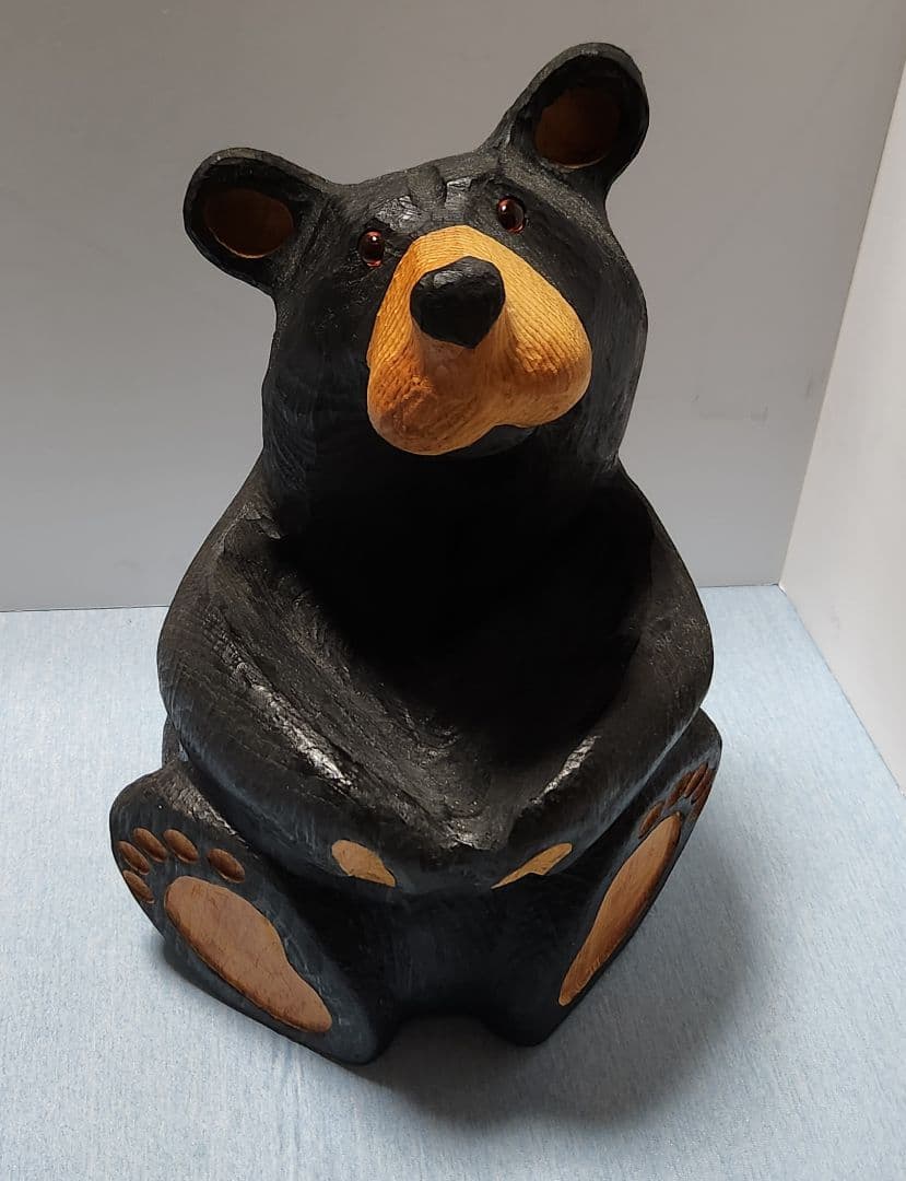 ジェフ・フレミング ビッグスカイ 手彫り木製クマ像彫刻 アンティーク 希少