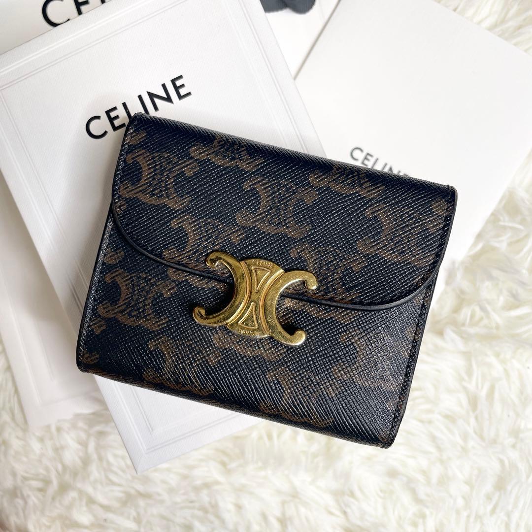 正規品】CELINE セリーヌ マカダム 総柄 トリオンフ 三つ折り財布