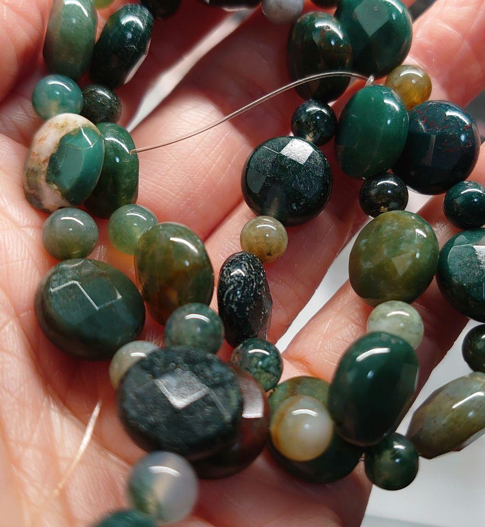 【mico様オーダー】モスアゲートブレス&レッドルチルブレス