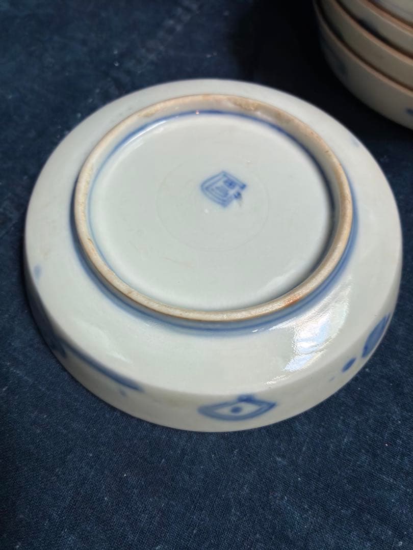 古伊万里 金彩色絵花文様 小皿 5枚 傷無し 明治 直径12.3センチ