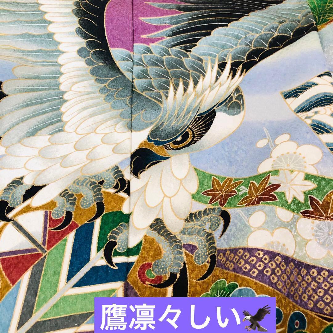 七五三 五歳‼️豪華紫系に鷹金彩煌びやか❤️完全フルセット‼️家から揃える無し 銘品‼️