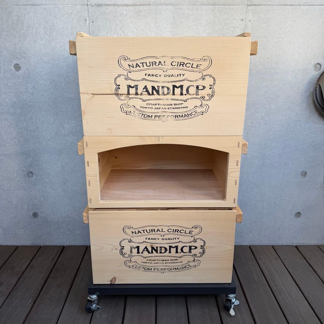 M&M カスタムパフォーマンス 木製5段収納ラック キャスター付き