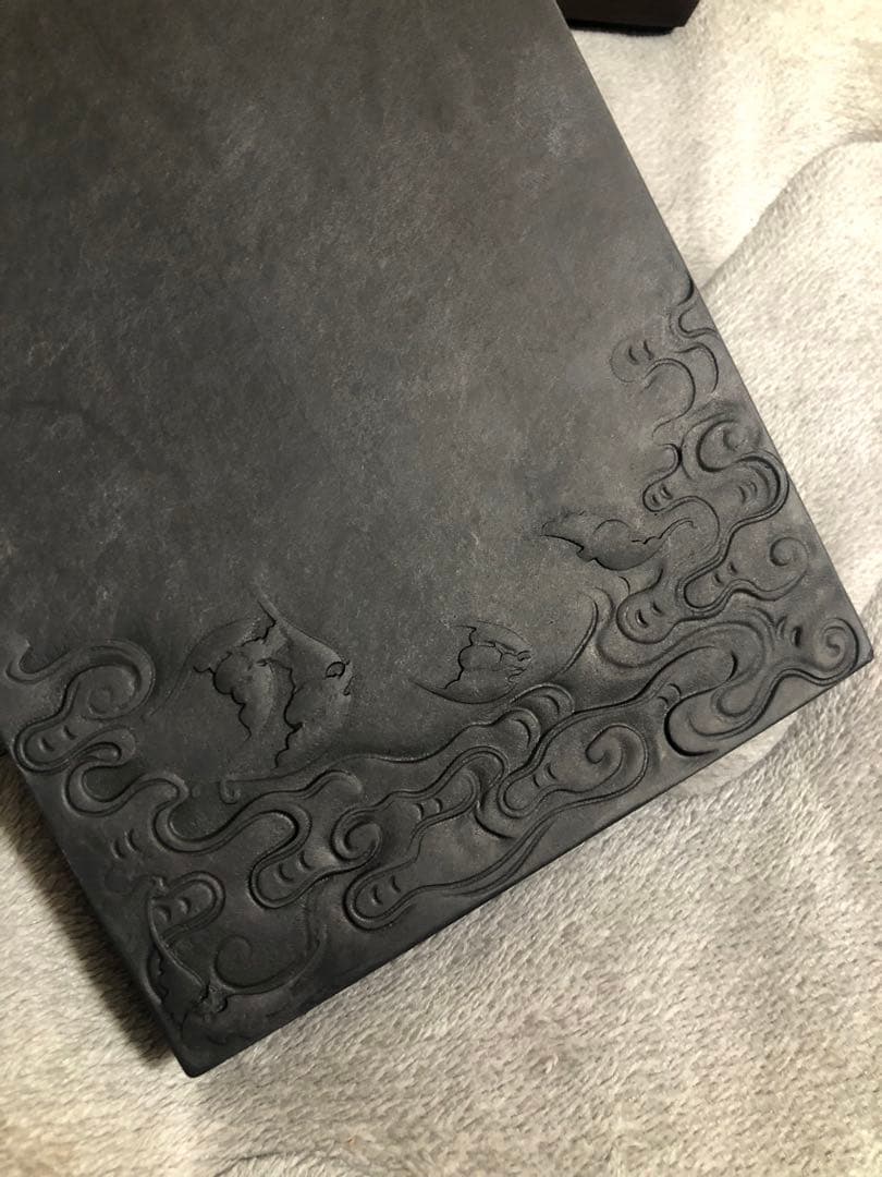 硯 雲蝠紋 旧端溪硯 すずり 青花 文房四寶 書道用品 端渓硯 骨董