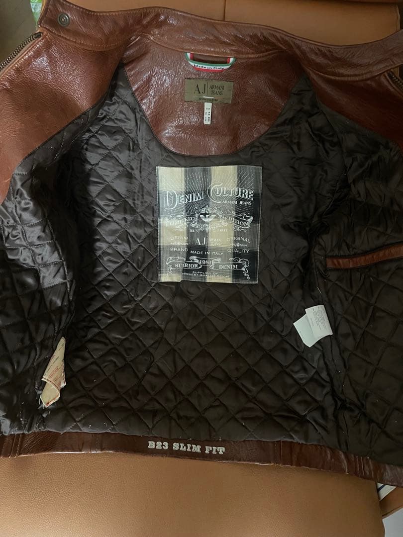 ARMANI JEANS レザージャケット 牛革 Mサイズ相当 ARMANI JEANS レザー