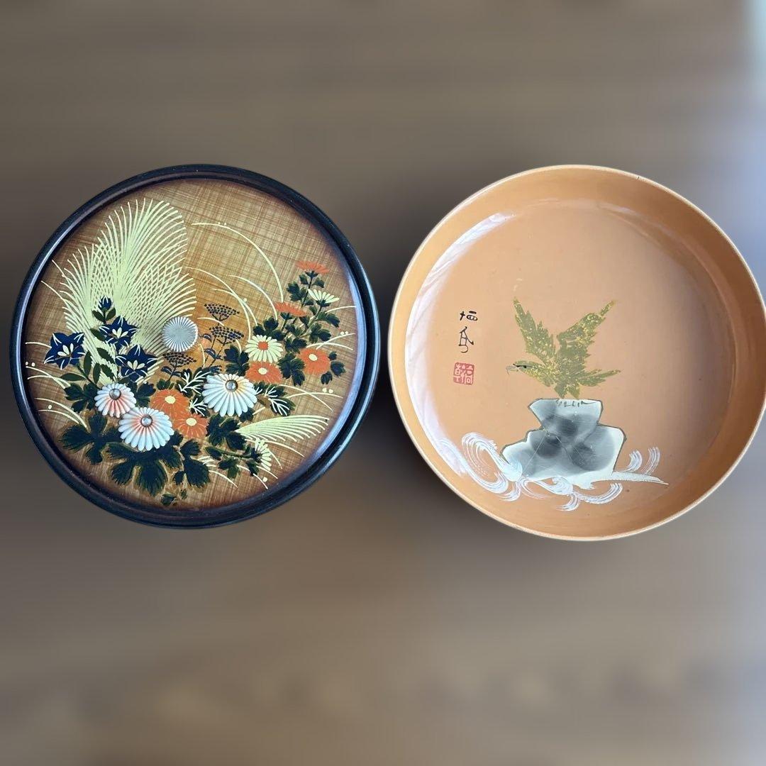 匿名配送】昭和レトロ 花柄 漆器 菓子器 2個まとめて - メルカリ