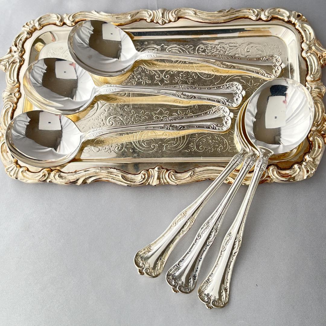 【National Silver】 クイーンエリザベス スープスプーン 6本