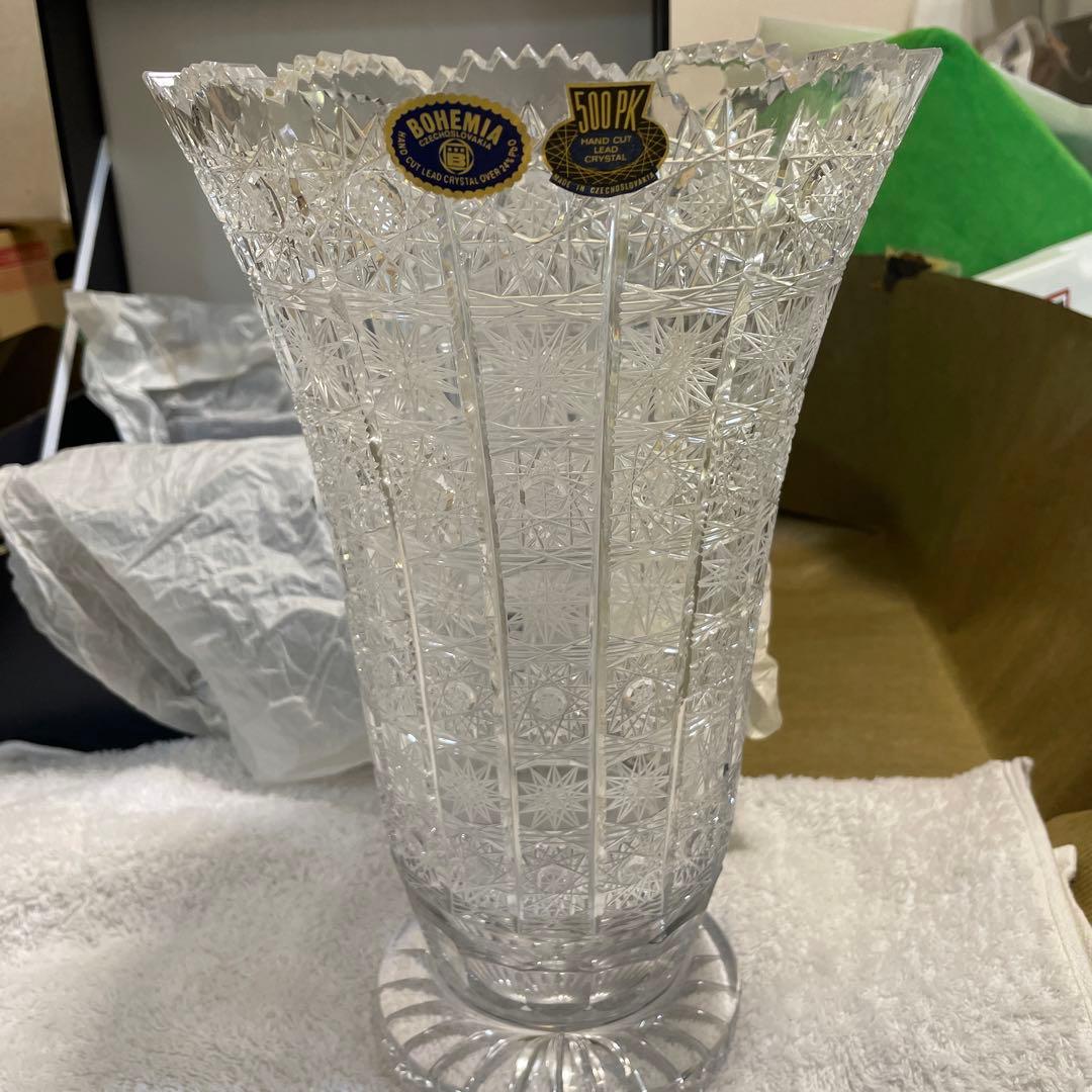 ボヘミアグラス 花瓶 チェコスロバキア