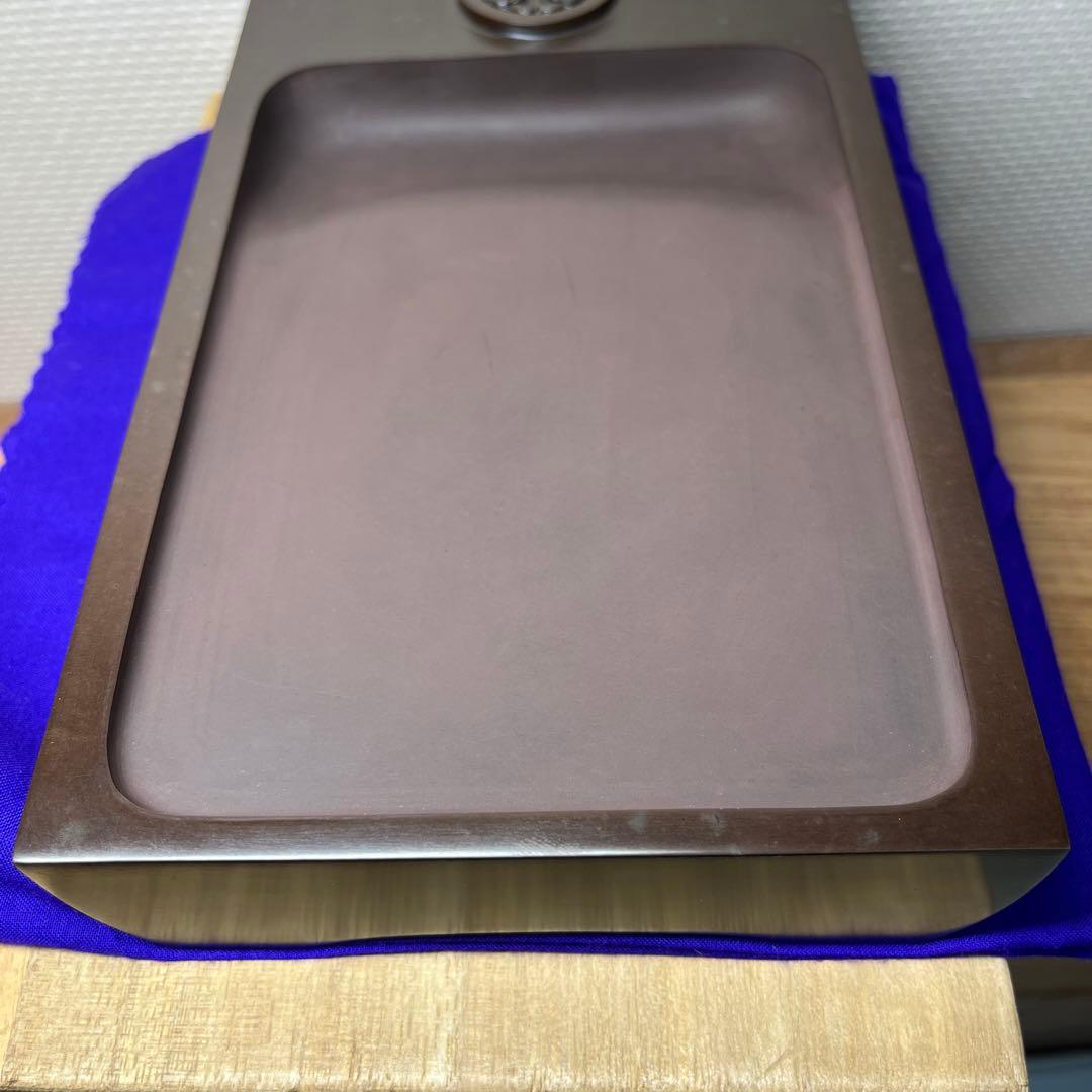 ⭕️赤間硯 名工 三代 日枝玉峯 特殊作品 彫刻長方研 美品 逸品 工芸品