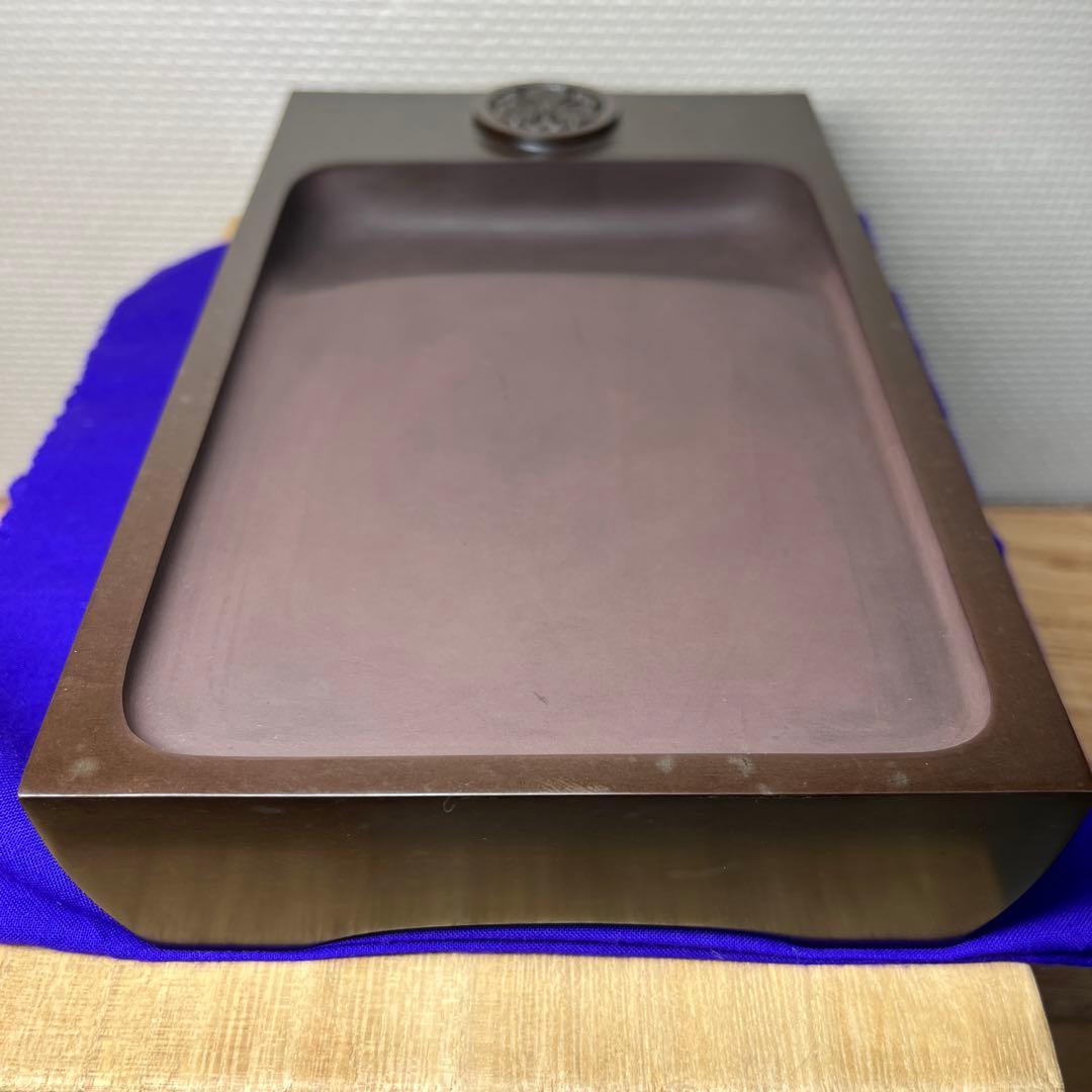 ⭕️赤間硯 名工 三代 日枝玉峯 特殊作品 彫刻長方研 美品 逸品 工芸品