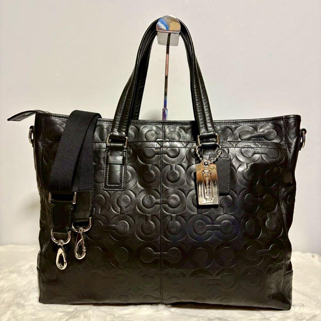 【美品】COACH コーチ70253 オプアートビジネスバッグ　2way A4