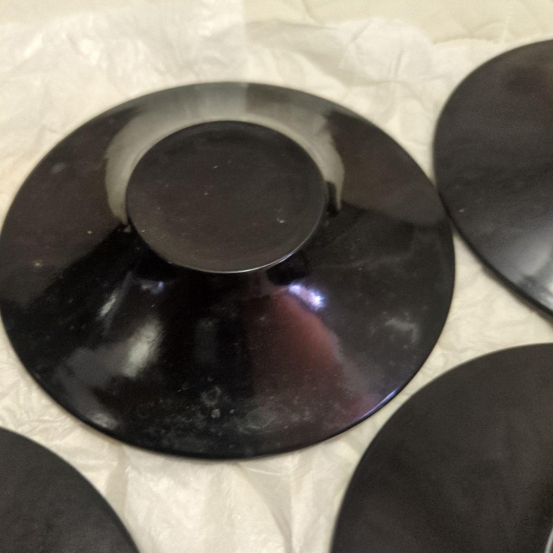 ☆新品 昭和レトロ 木製 津軽塗 漆塗り 茶托 銘々皿 小皿 5個 12cm