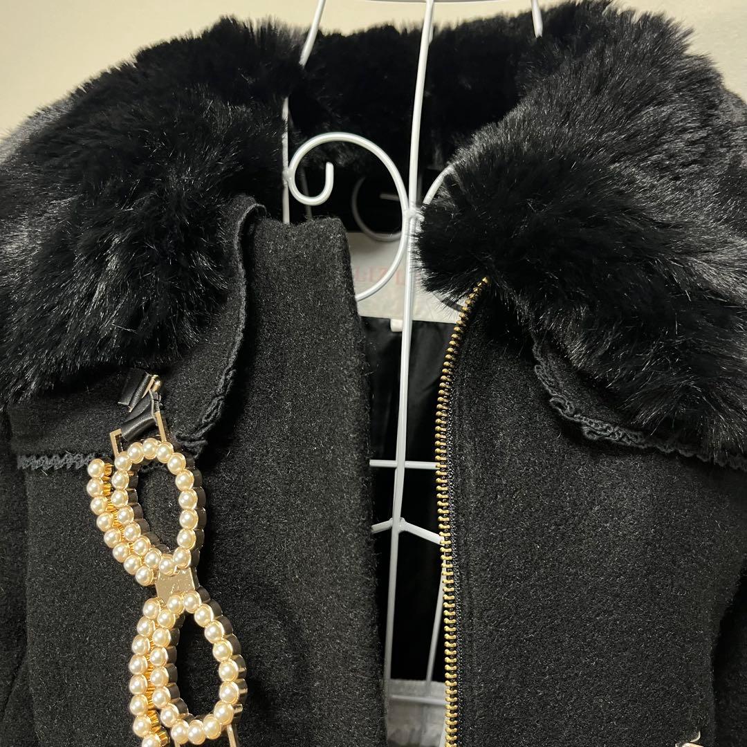 LIZ LISA リズリサ パールリボンビット コート ブラック ファー 黒