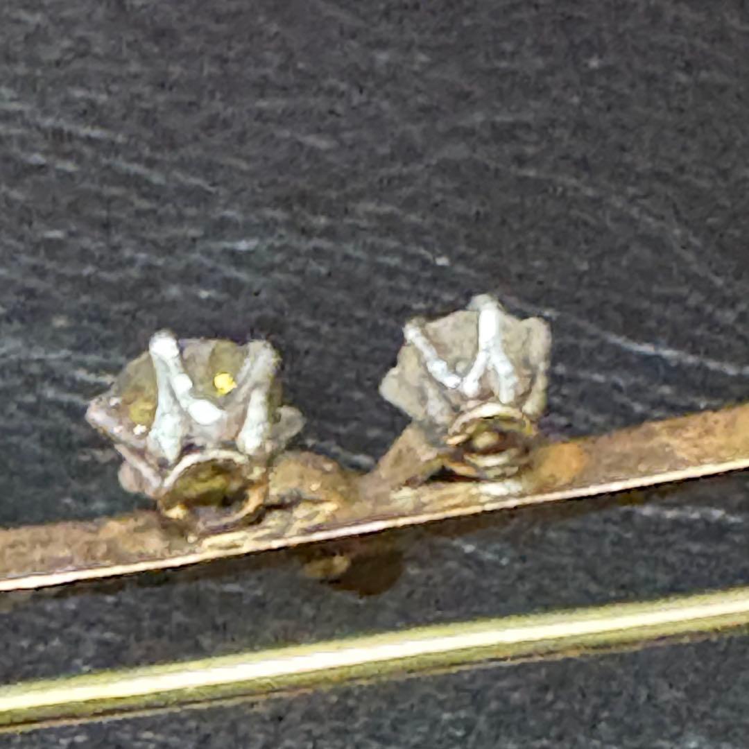 最終】K18 750 ブローチ メレダイヤ シトリン