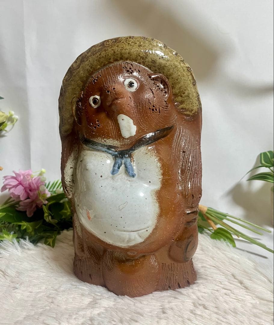 昭和レトロ 信楽焼 たぬき 置物 陶器製 縁起物 滋賀県伝統工芸