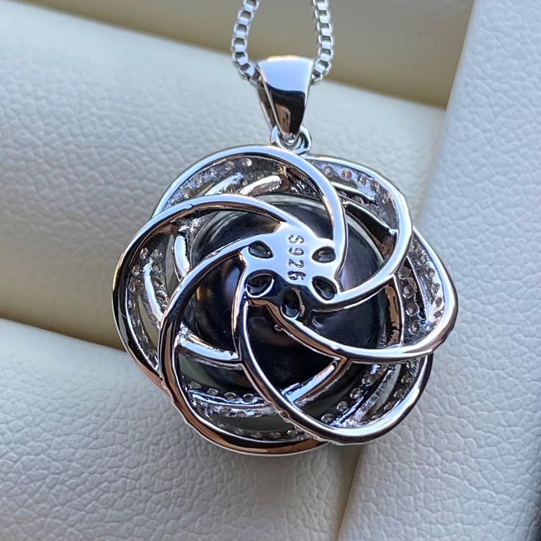 本真珠 南洋黒蝶真珠ネックレストップ 13mmダークグリーンPT884 楽天