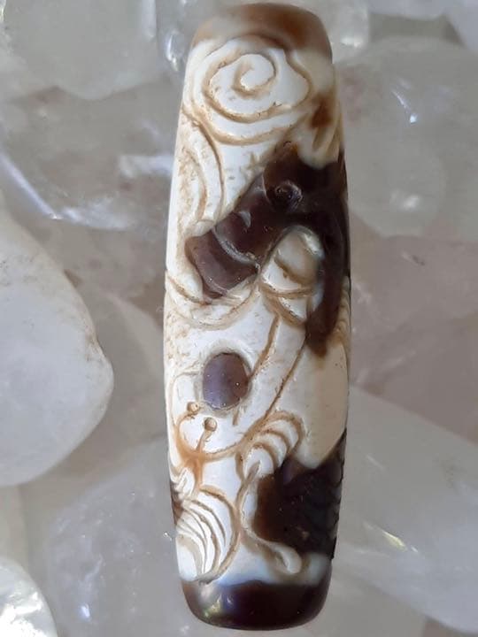 チベットジービーズ 西蔵天珠 優質老礦 特殊稀少彫刻龍神天珠