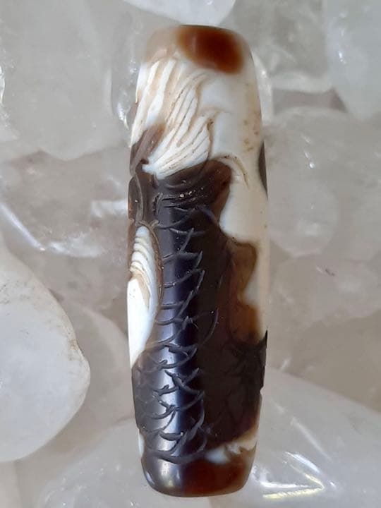 チベットジービーズ 西蔵天珠 優質老礦 特殊稀少彫刻龍神天珠