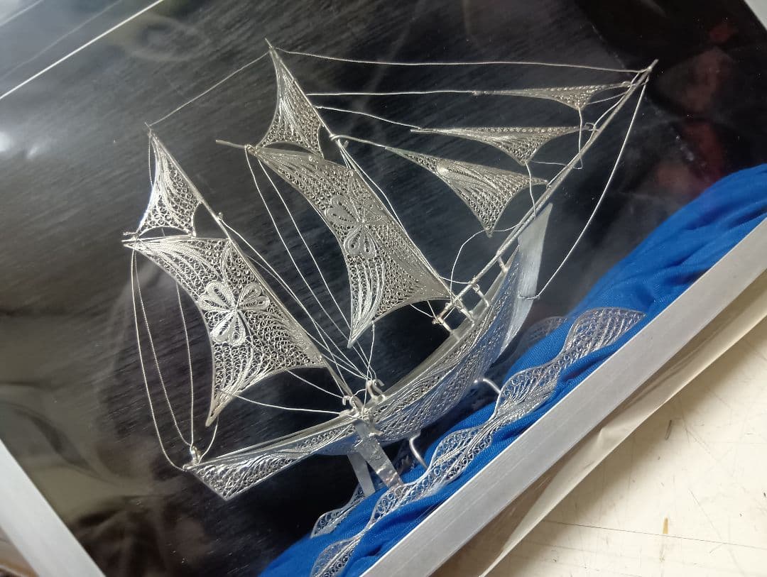 銀製　帆船　透かし彫り細工　sailing ship　sv900