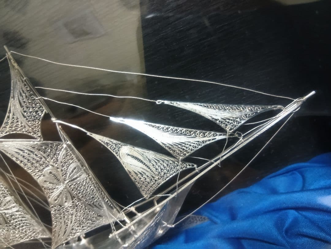 銀製　帆船　透かし彫り細工　sailing ship　sv900