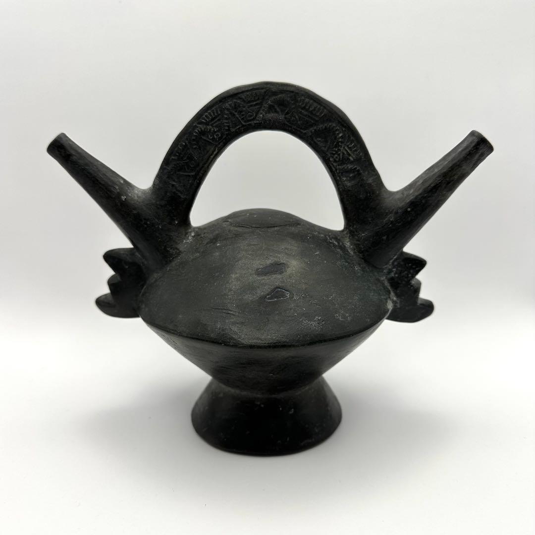 土器】双口橋状注口土器 チムー文化 ランバイエケ期 紀元1000年