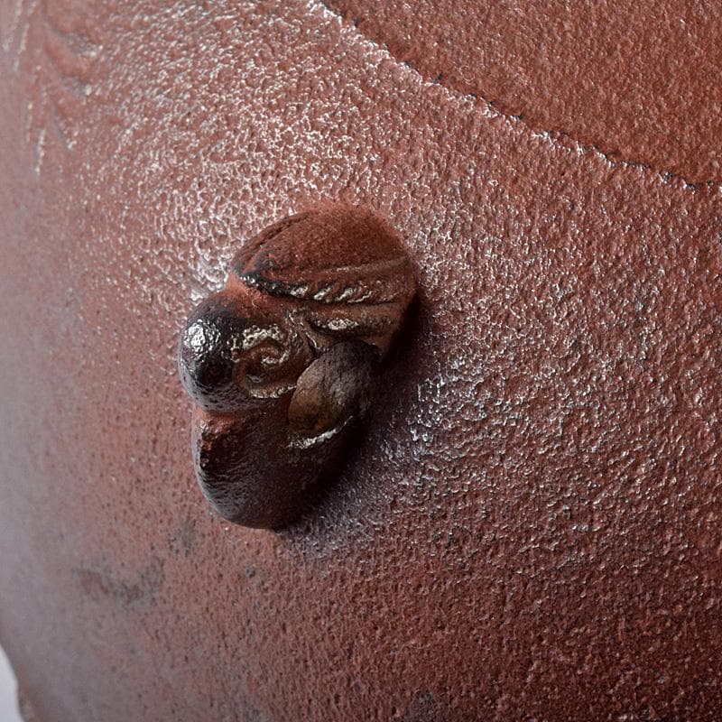 茶道具　人間国宝　釜師　高橋敬典作　桐地紋　真形釜　共布共箱　V　R8334B