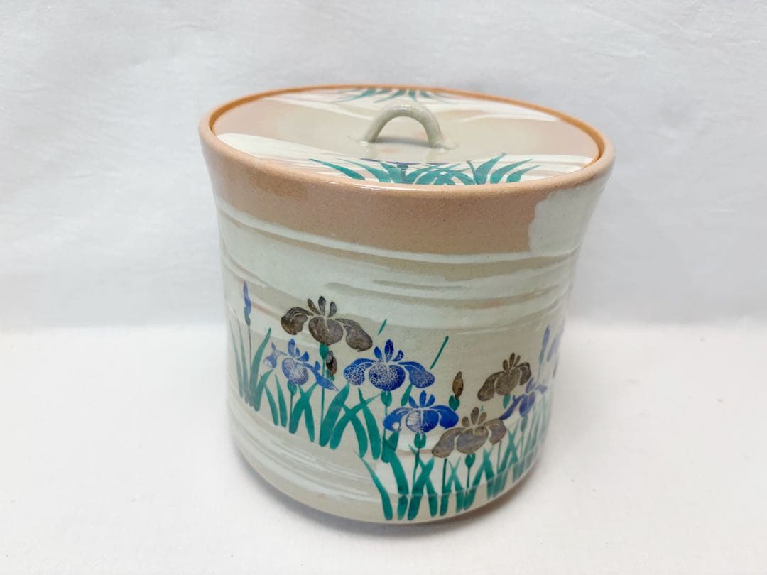 未使用 茶道具 福森阿也作 菖蒲絵 水指 煎茶道具 水屋道具