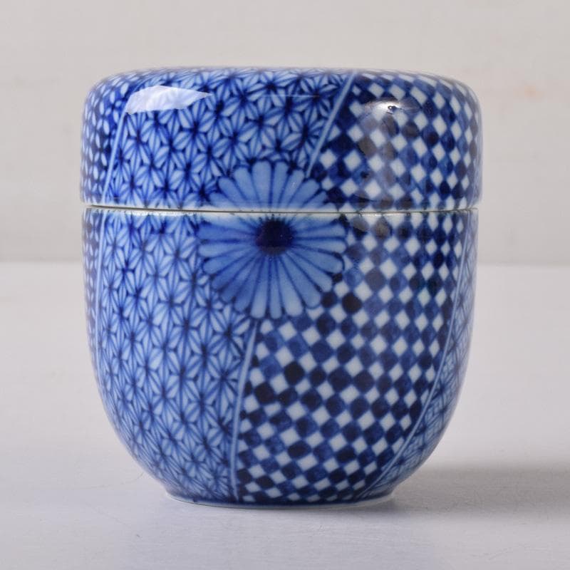 茶道具 陶楽造 染付 花文 棗 共箱 V 7841